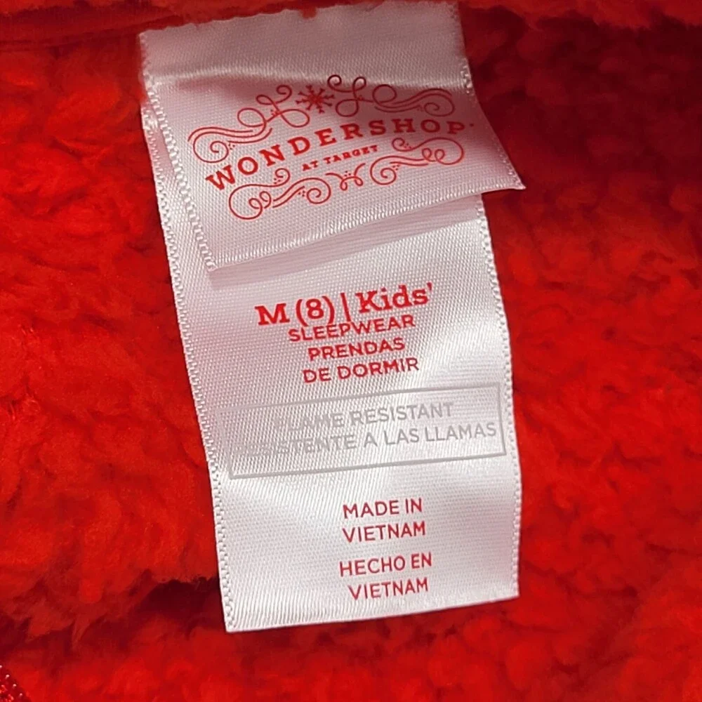 Wondershop Kids Faux Shearling Half Zip-Up Pajama Pullover Medium Size 8 Red